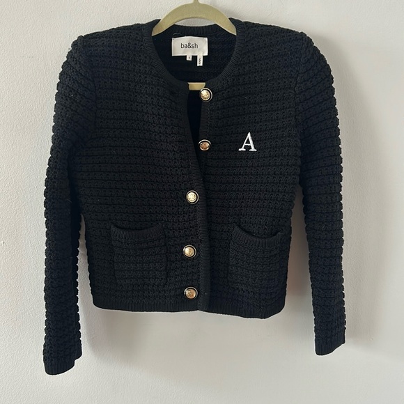 Ba&sh Bash Gaspard Tweed Cardigan Sweater Black Size Small - Picture 5 of 9